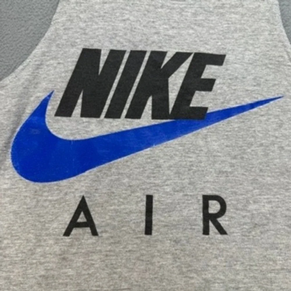 Vintage Nike Tank Top Air Logo Graphic Medium Gray Retro Made in USA Swoosh